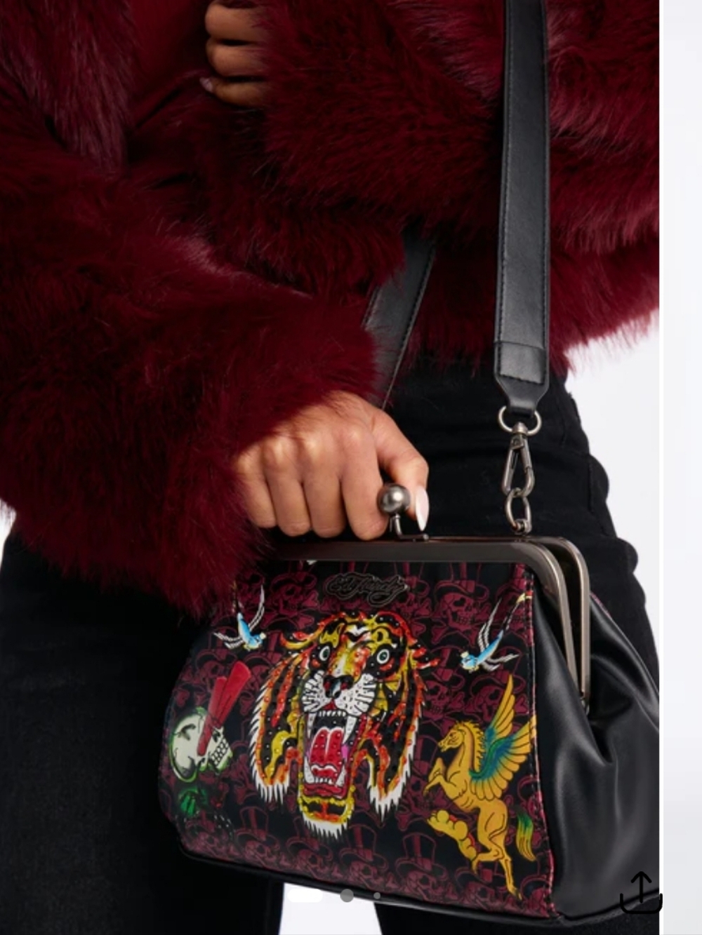 New With Tags Tiger Ed Hardy Faux Leather Coin Purse chocolate Brown